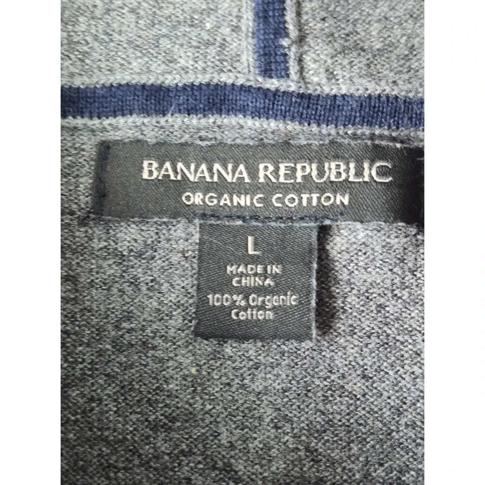 Banana Republic Organic Cotton Hooded Sweater Mens Large Gray Lightweight